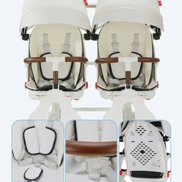 Portable Twin Stroller: Foldable Double Pushchair for Infants - Ideal for 2 Children, Carro Para Bebés Gemelos Prams - Image 5