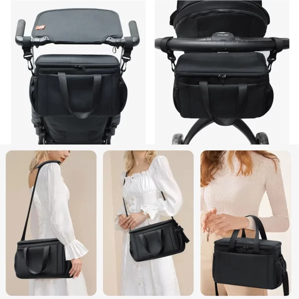 Large Capacity Mummy Stroller Organizer Bag - Travel Hanging Diaper Bag with Bottle Holder - Essential Baby Stroller Accessories - Image 3