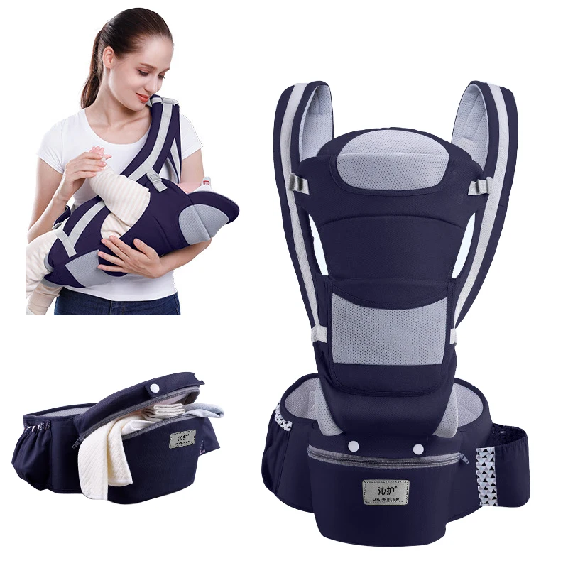 Ergonomic Newborn Baby Carrier Backpack: Front-Facing Kangaroo Wrap Sling with Infant Hipseat for Travel