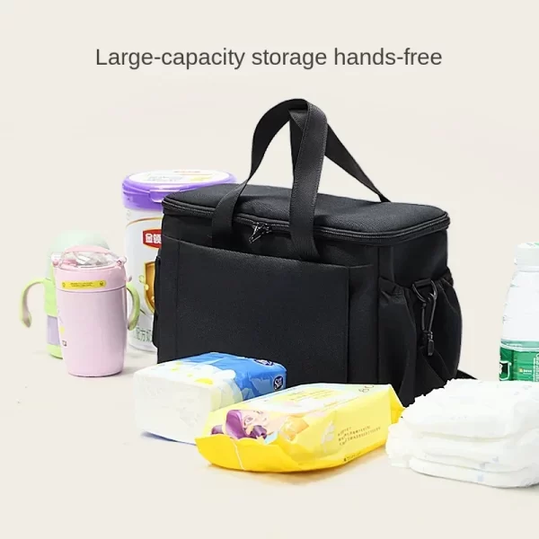 Large Capacity Mummy Stroller Organizer Bag - Travel Hanging Diaper Bag with Bottle Holder - Essential Baby Stroller Accessories - Image 3