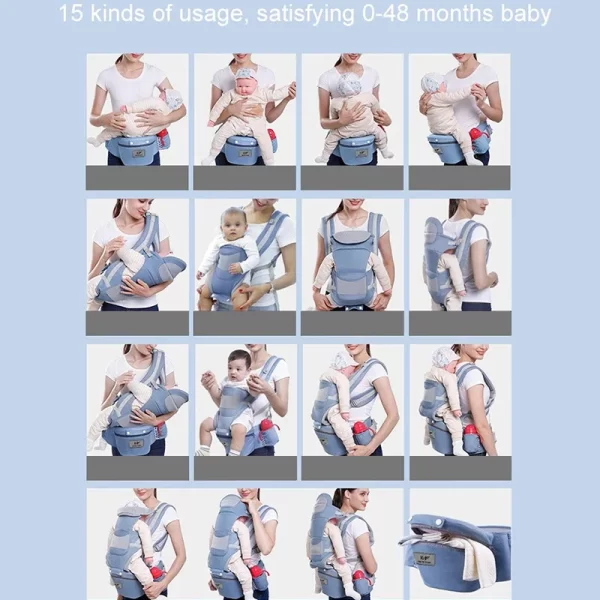 Ergonomic Newborn Baby Carrier Backpack - Front Facing Kangaroo Wrap Sling with Infant Hipseat for Travel - Image 2
