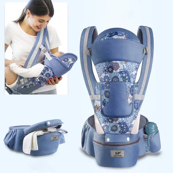 Ergonomic Newborn Baby Carrier Backpack - Front Facing Kangaroo Wrap Sling with Infant Hipseat for Travel - Image 4
