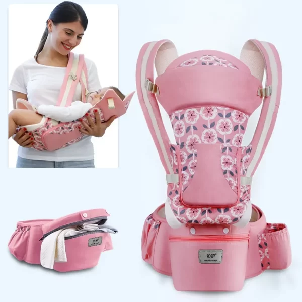 Ergonomic Newborn Baby Carrier Backpack - Front Facing Kangaroo Wrap Sling with Infant Hipseat for Travel - Image 3