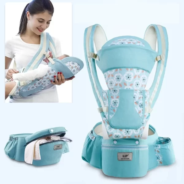 Ergonomic Newborn Baby Carrier Backpack - Front Facing Kangaroo Wrap Sling with Infant Hipseat for Travel