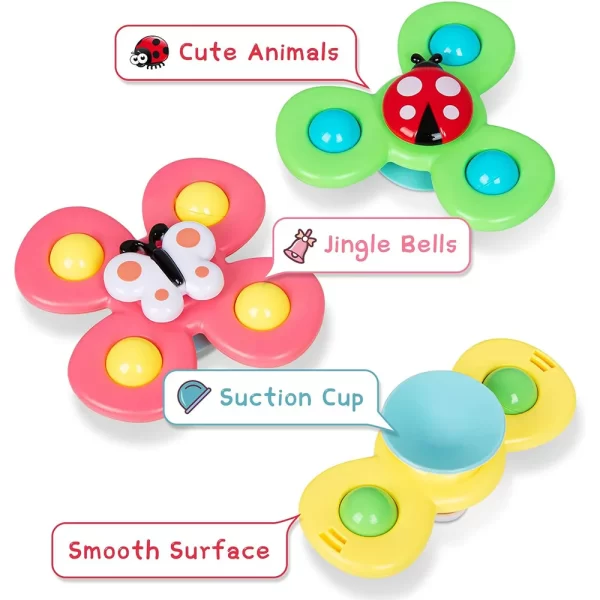 3PCS Baby Bath Toy Set: Suction Cup Rotating Ring Bells for Hand-Eye Coordination & Educational Training - Image 3