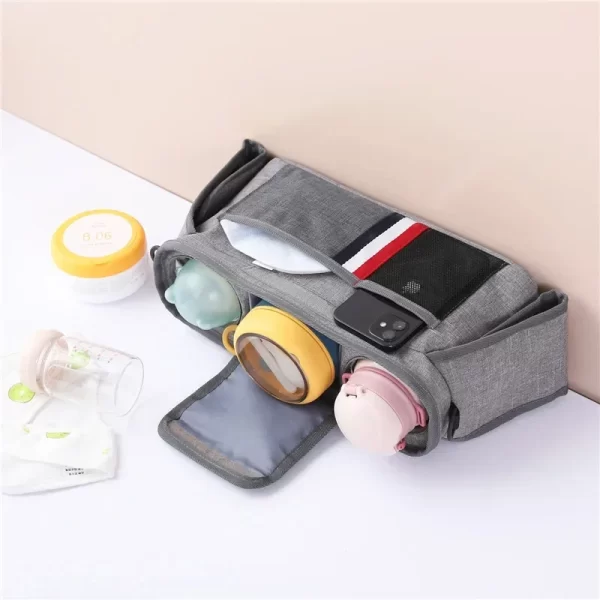 Large Capacity Baby Stroller Storage Bag - Travel Hanging Diaper Bag with Phone & Bottle Holder - Essential Mummy Pram Accessories - Image 6